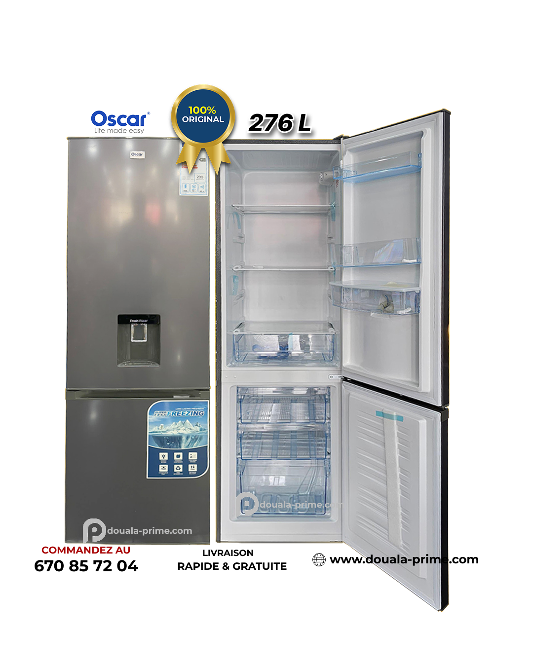 REFRIGERATEUR COMBINE OSCAR  OSC-R375D 276L