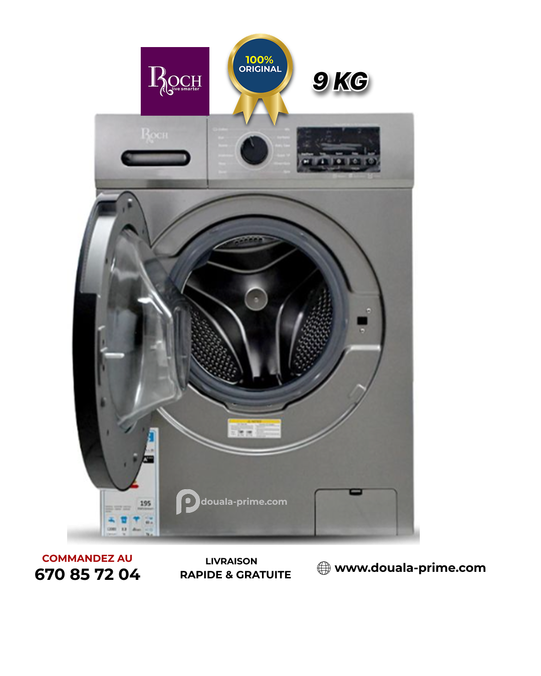 Machine à Laver Automatique - ROCH - RWM09FL-L - 9 Kg 