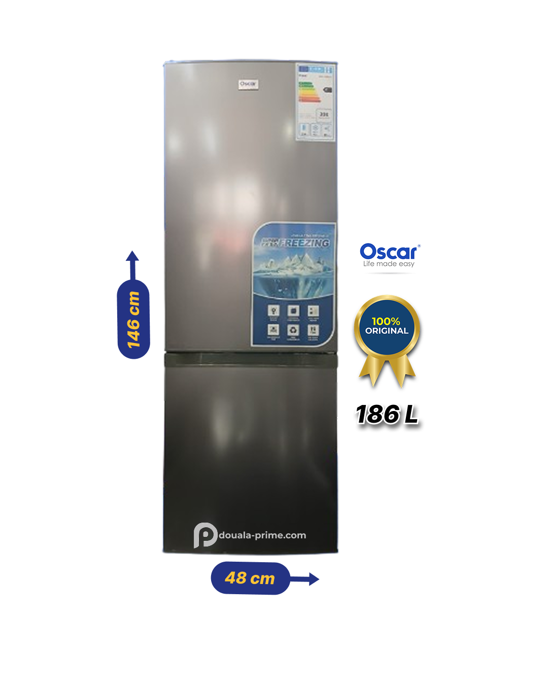 REFRIGERATEUR COMBINE OSCAR  OSC-R235S 186L