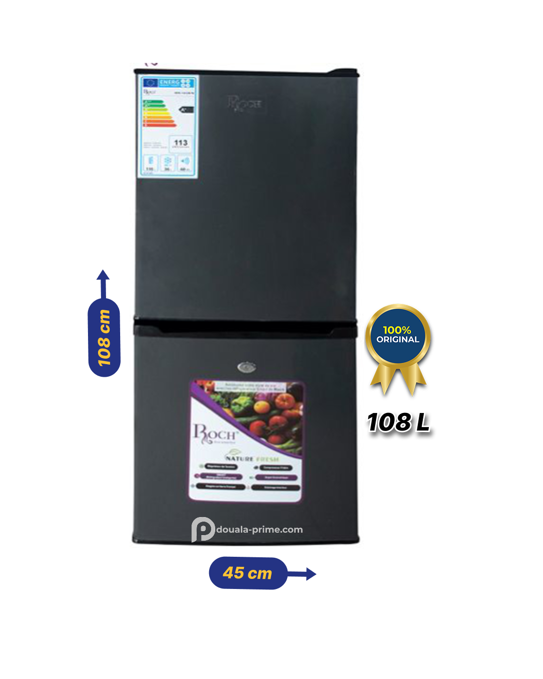 REFRIGERATEUR COMBINE ROCH RFR-145DB-W 108L