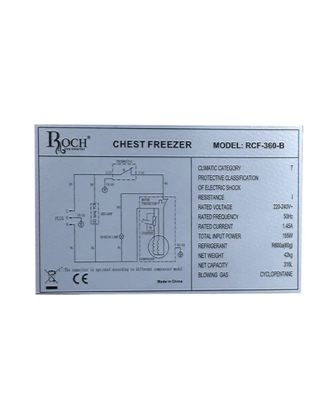 CONGELATEUR COFFRE ROCH RCF-360-B 316L