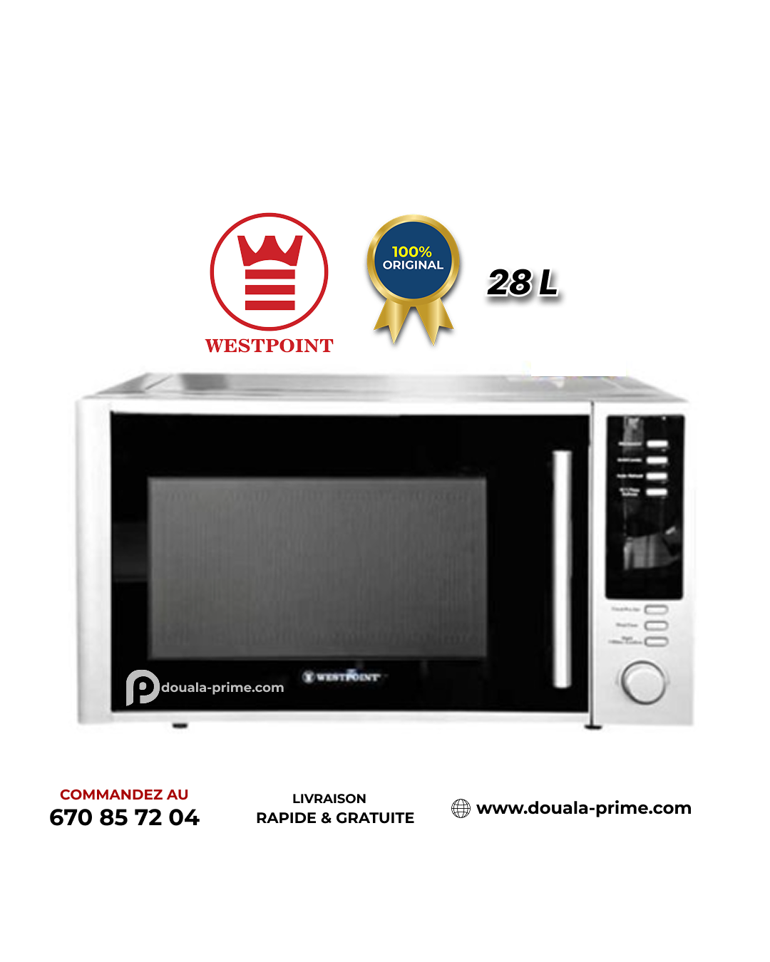 MICRO-ONDE AVEC GRILL WESTPOINT - 28L - WMS2812EGS 