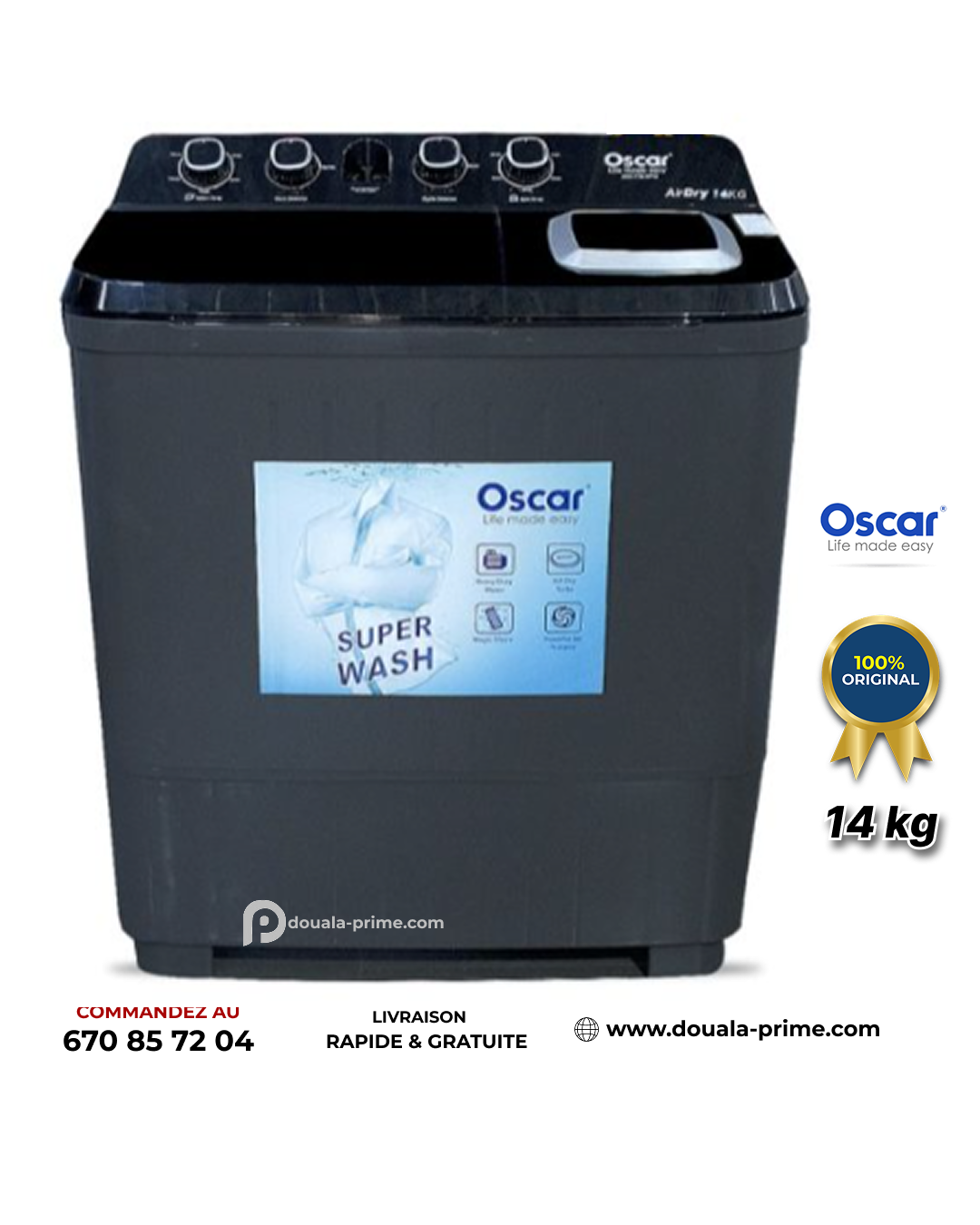 MACHINE A LAVER SEMI-AUTOMATIQUE OSCAR OSC-TTB-XP14  14KG