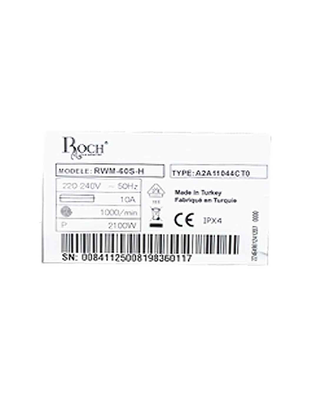 Machine à laver automatique Roch Inverter - 10 kg - RWM-100SI-H