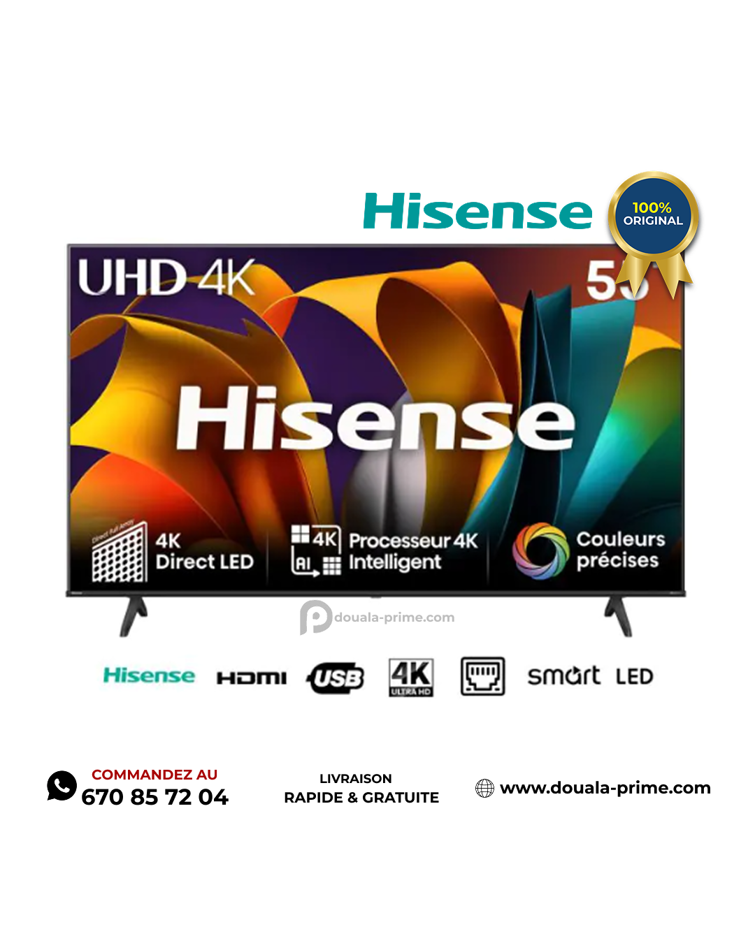 SMART TV HISENSE - 55 POUCES QLED - 55Q6Q- 4K ULTRA HD - NOIR 