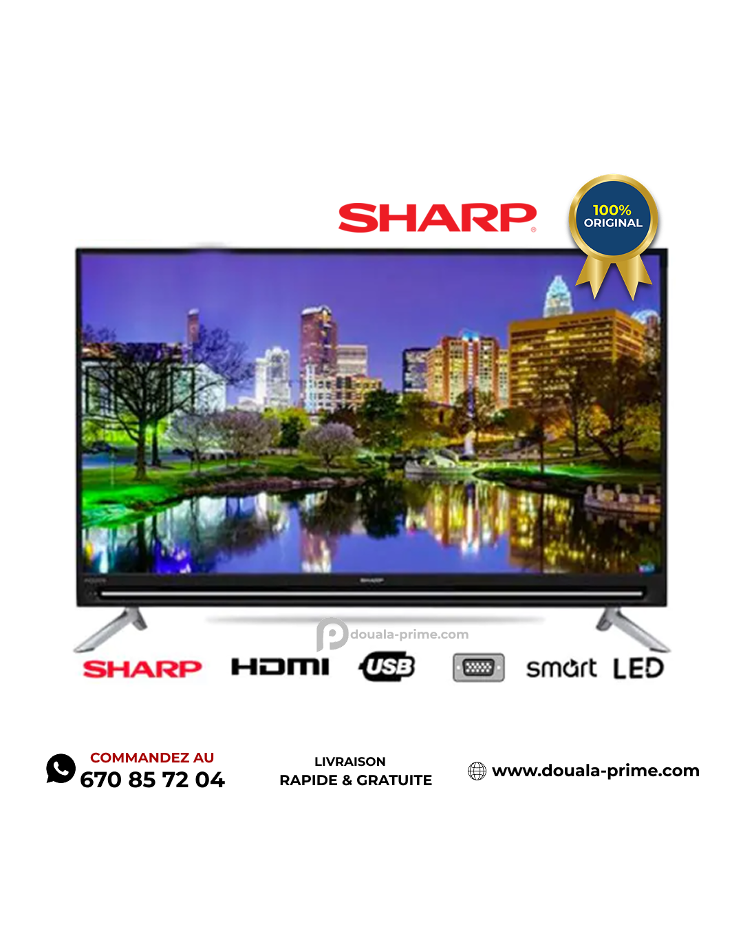 TV Smart SHARP 40 pouces - LC-40SA5500X - Full HD - 80 Watts
