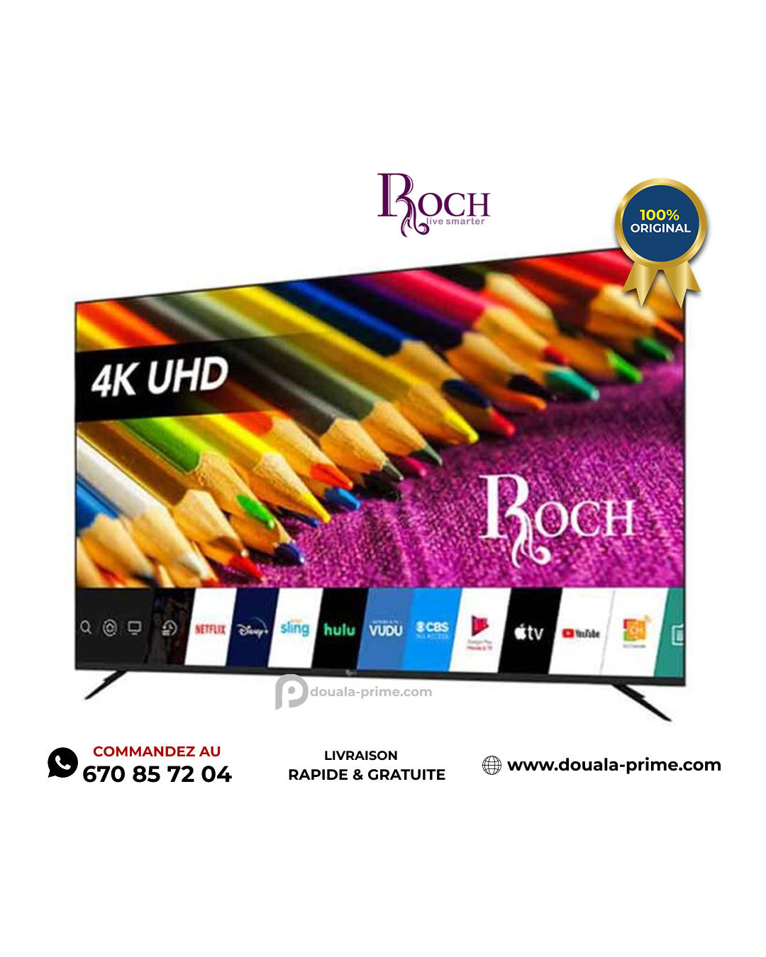 SMART TV ROCH 75 POUCES ANDROID & WIFI