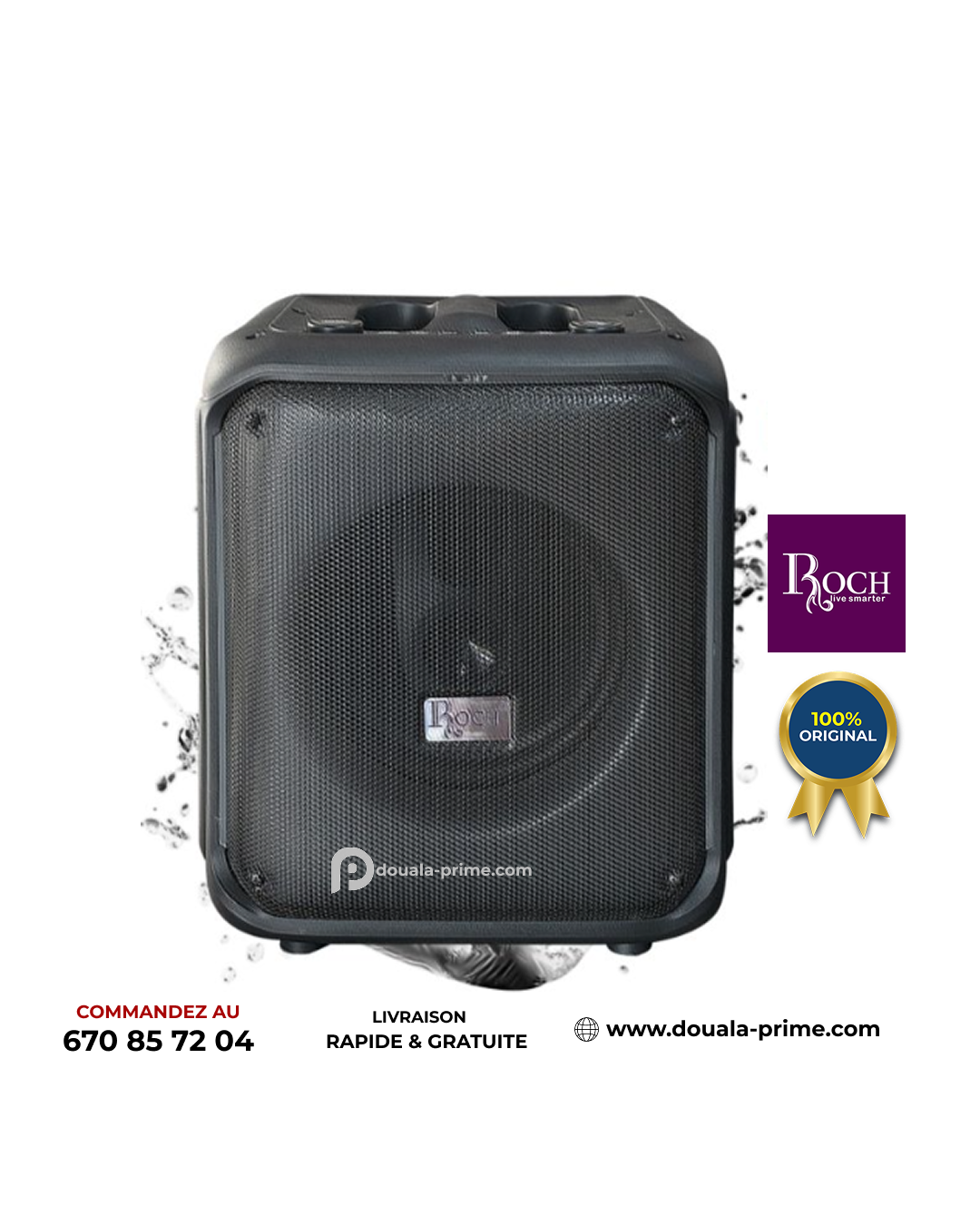 Enceinte rechargeable Roch avec micro - RPS-08M1 - 40 Watt - Bluetooth /USB/AUX /SD-carte