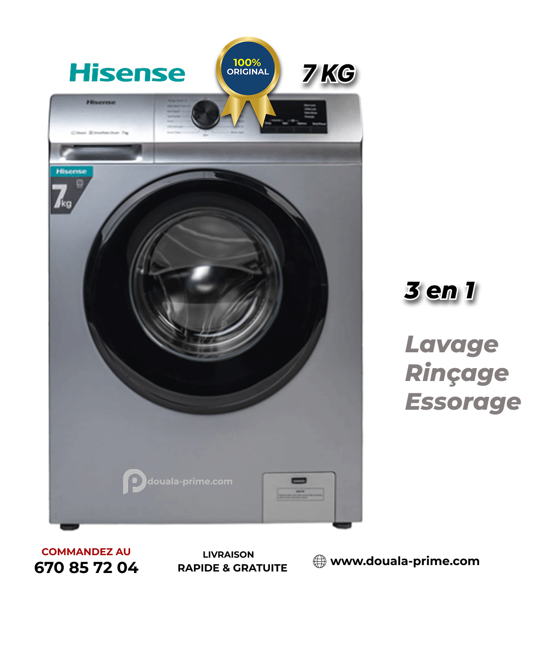 HISENSE MACHINE A LAVER 7KG A+++ FRONT LOAD - SNOWFLAKE DRUM - WFVB7012MT