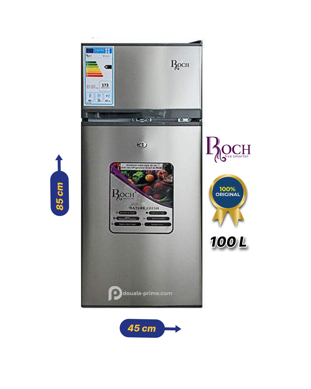 REFRIGERATEUR DOUBLE BATTANT ROCH  RFR-125DT-W 100L