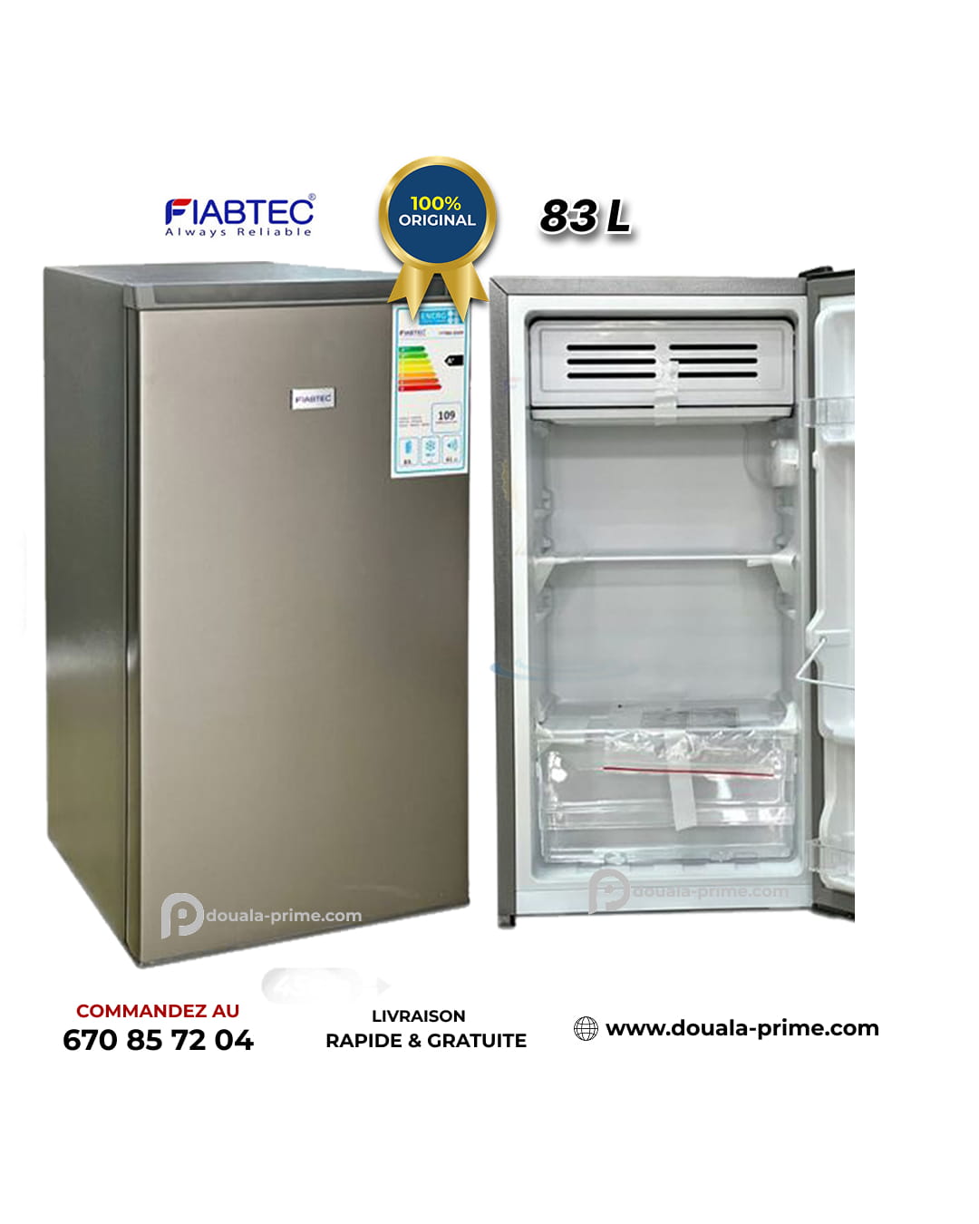 MINI-REFRIGERATEUR FIABTEC  FTTMS-220DF  83L