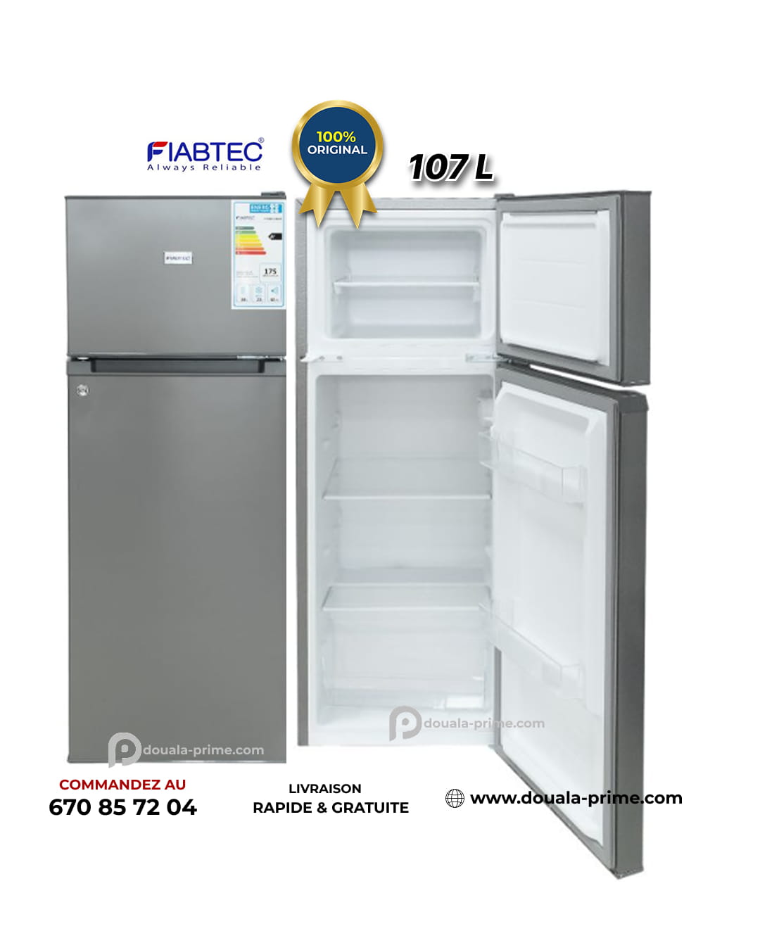 REFRIGERATEUR DOUBLE BATTANT FTTMS-246DF  107L