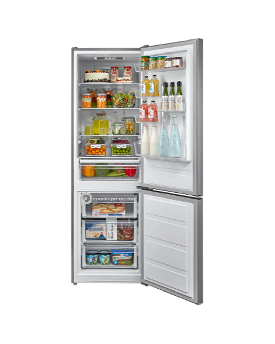 Réfrigérateur Combiné Midea MDRB424FGD02O, dégivrage automatique, commandes électroniques, 330 L,  économie d'énergie, linox