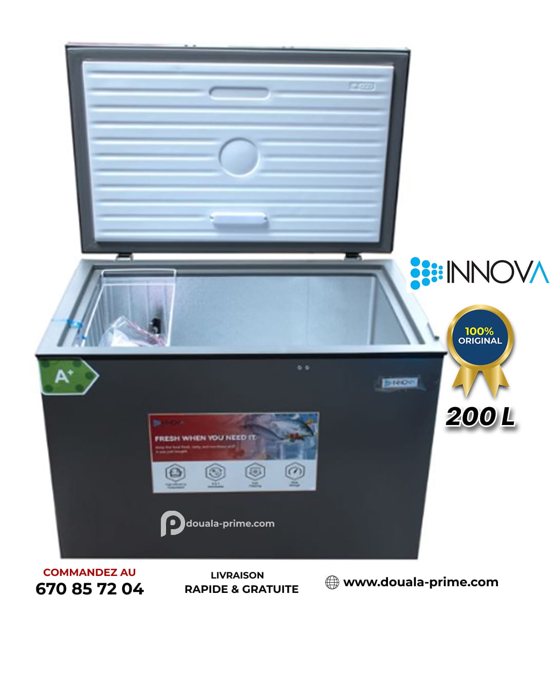 Congélateur Coffre INNOVA - IN369- 200L - Gris