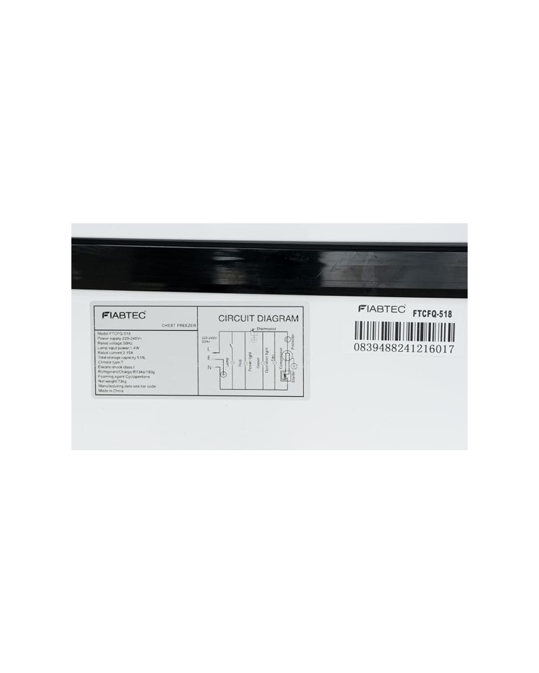 Congélateur coffre à vitres coulissantes – FIABTEC - FTCFQ-418 – 418 Litres – Classe Écologique A+ – Blanc