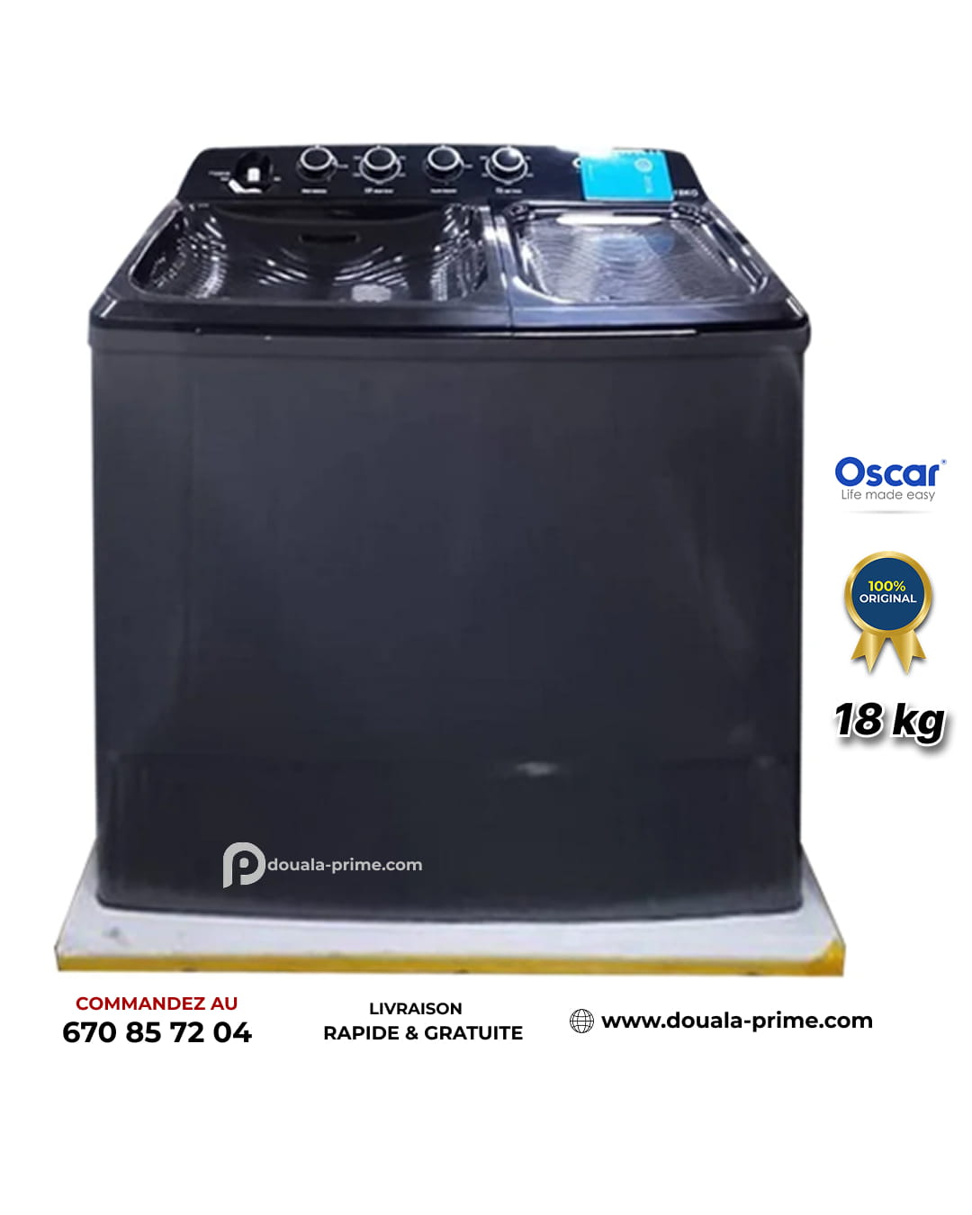 MACHINE A LAVER SEMI-AUTOMATIQUE OSCAR OSC-TTB-XP18  18KG