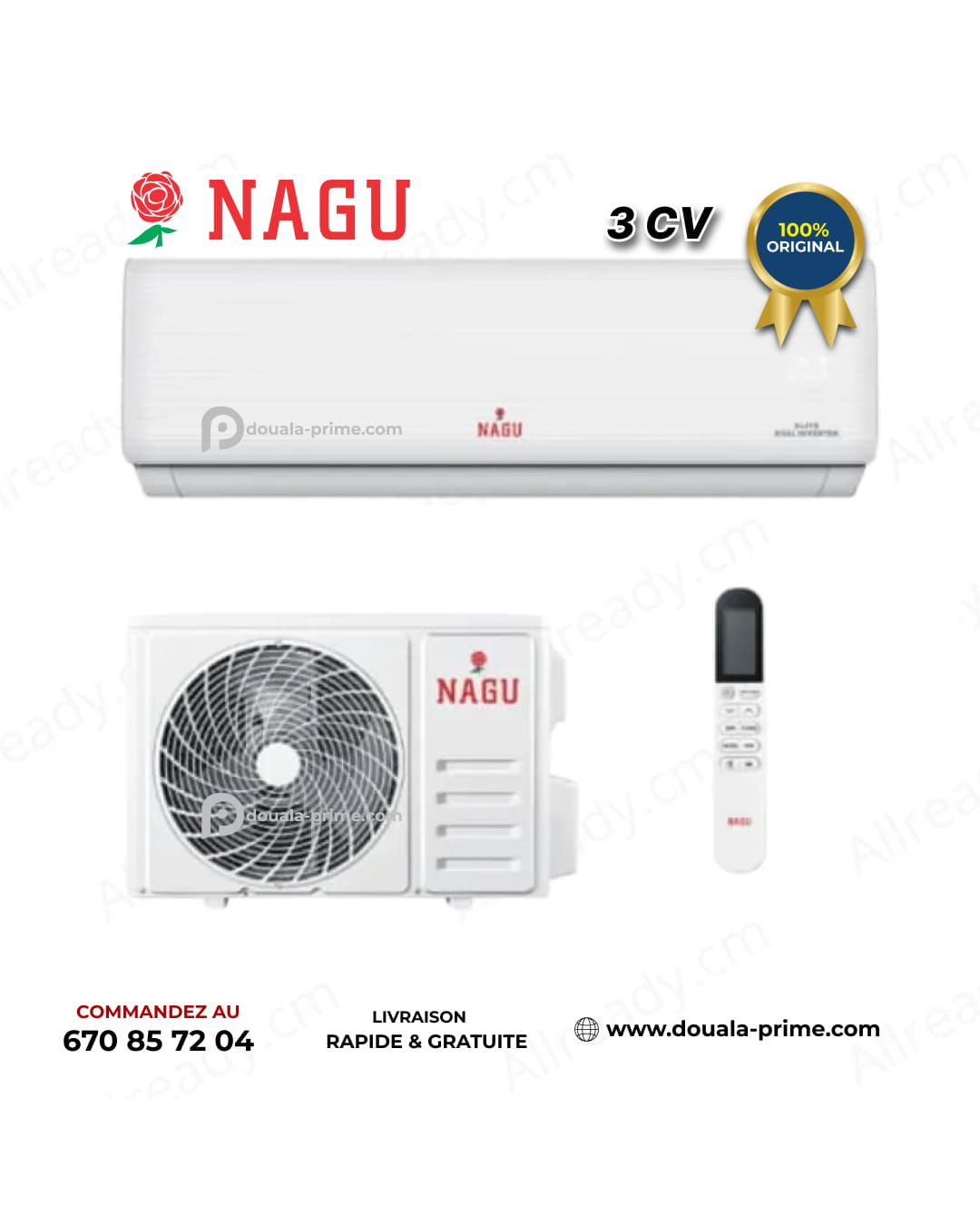 Climatiseur Split Nagu - 3 CV - 24000 Btu