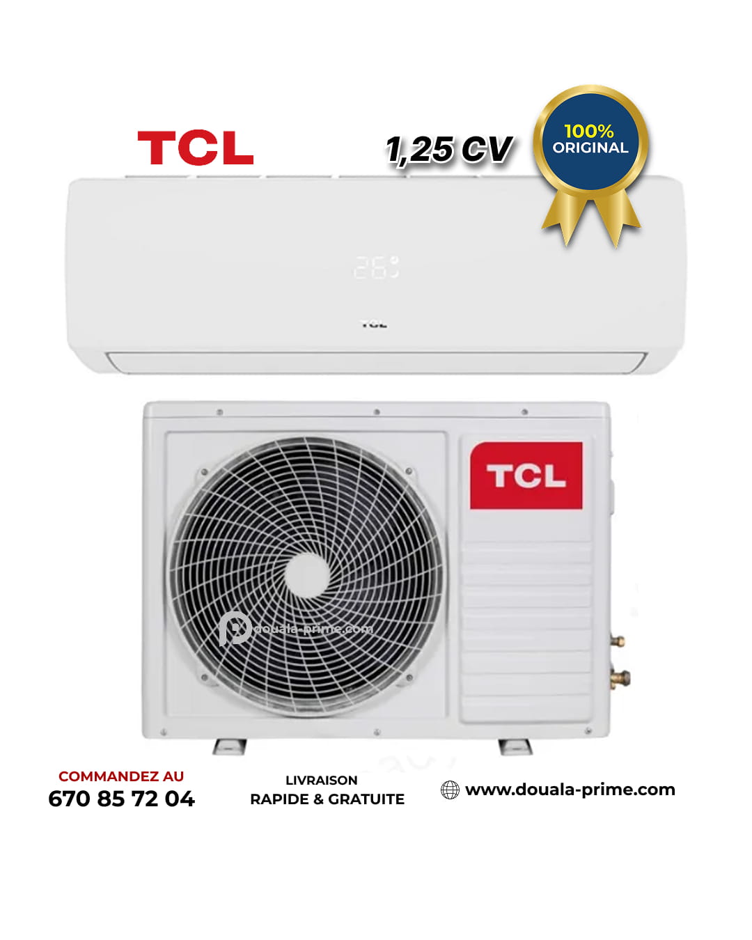 Climatiseur split - TCL - 1.25 CV - R410 - 9000 BTU - Blanc