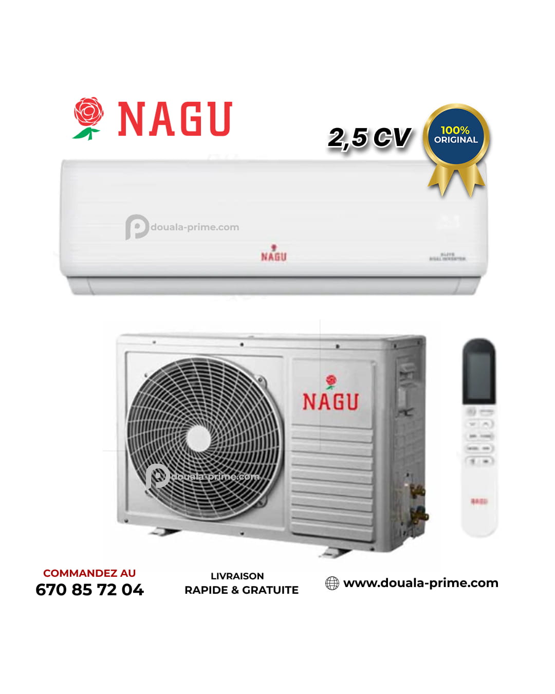 Climatiseur Split Nagu - Inverter - 2.5 CV - 18000 Btu