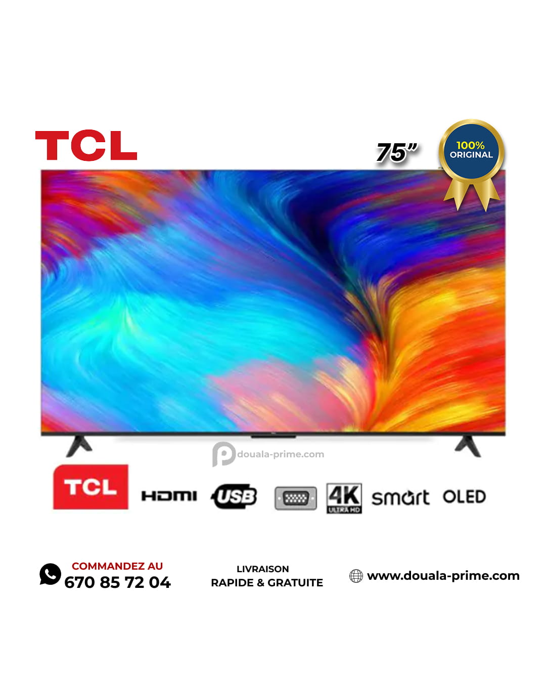 TV SMART TCL 75 POUCES -75P7K- 4K ULTRA HD -Google Tv Assitance