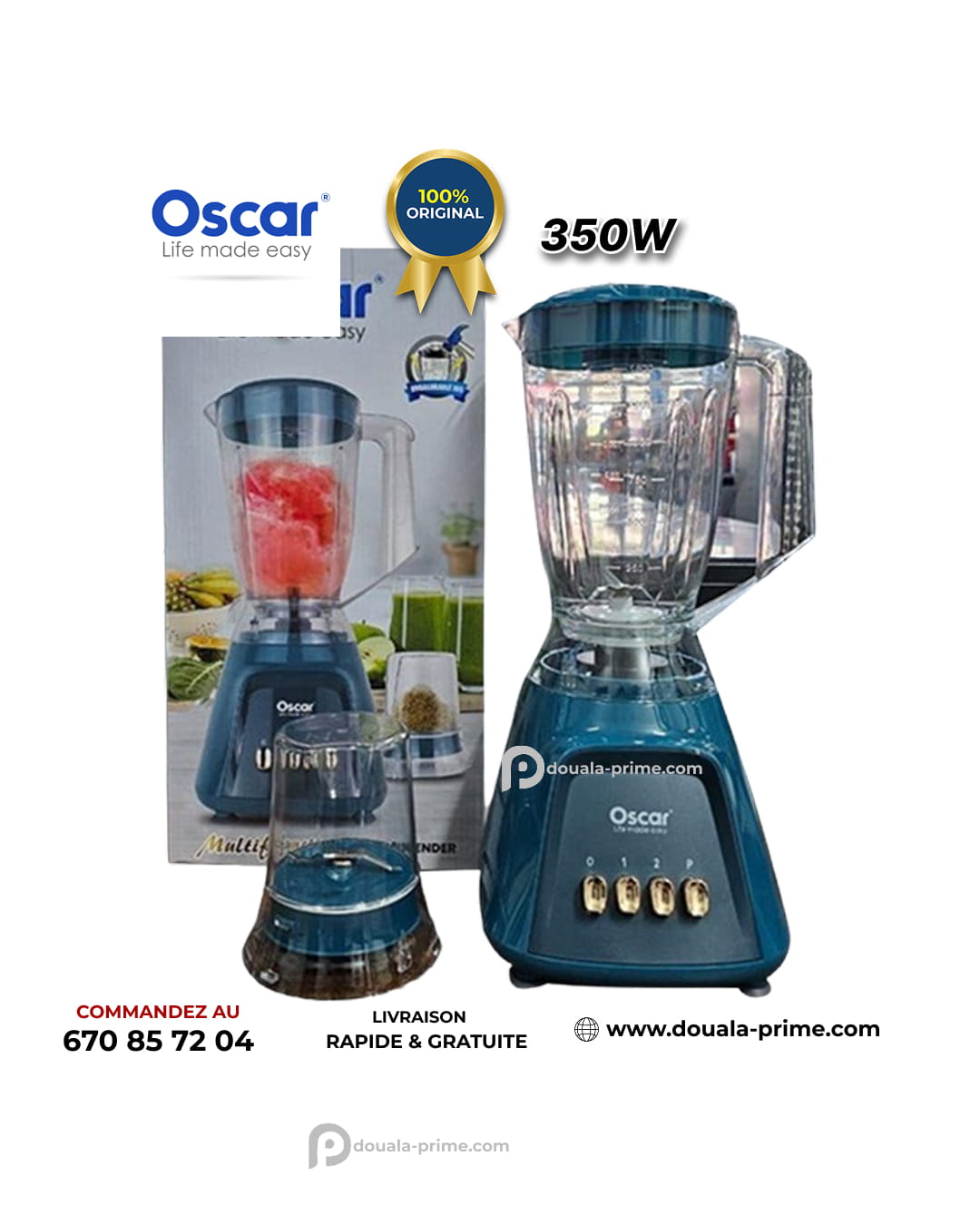 ROBOT MIXEUR OSCAR 2 EN 1 350W 1,5L VERTE