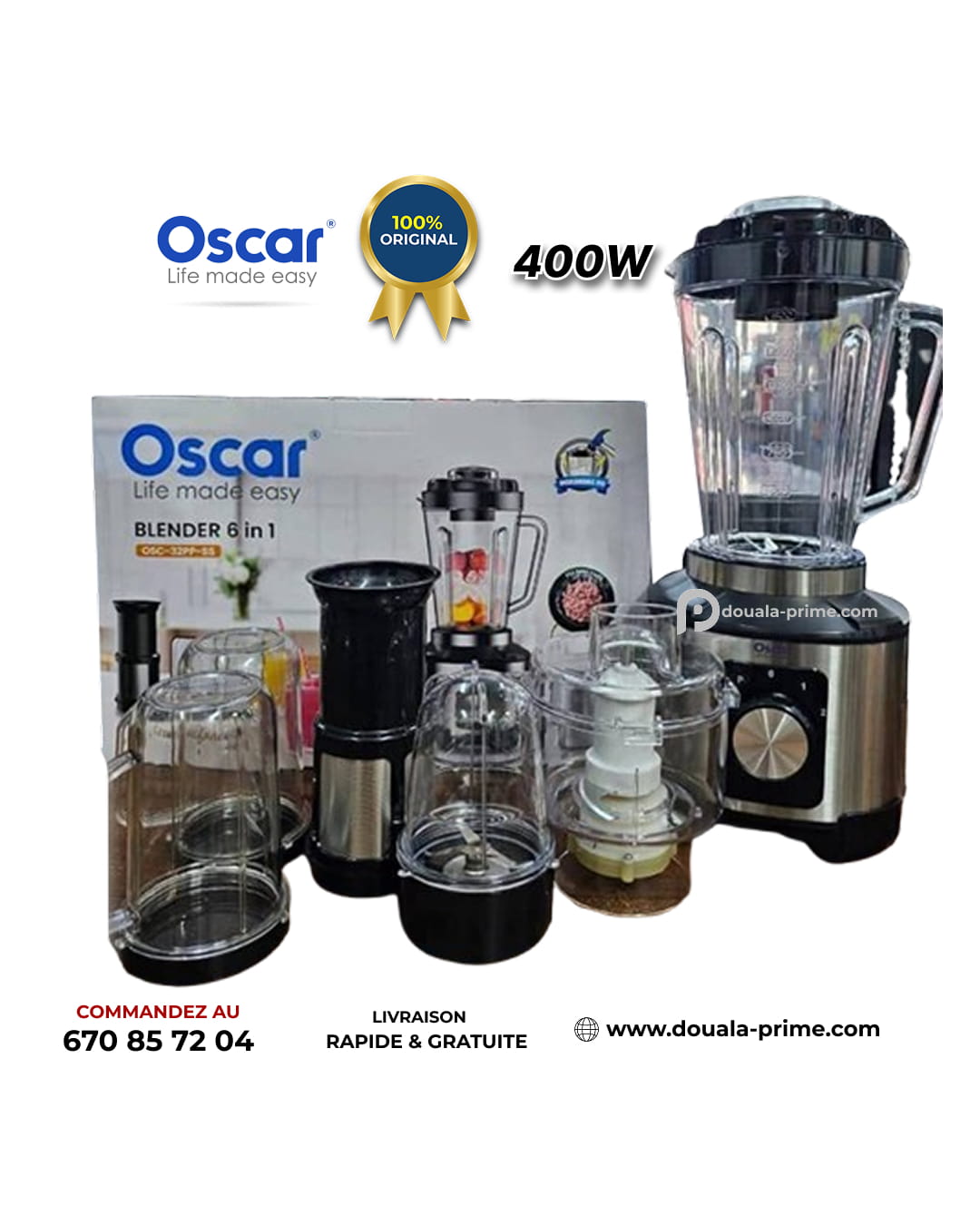 ROBOT MIXEUR OSCAR 6 EN 1 OSC-32PP-SS 400W