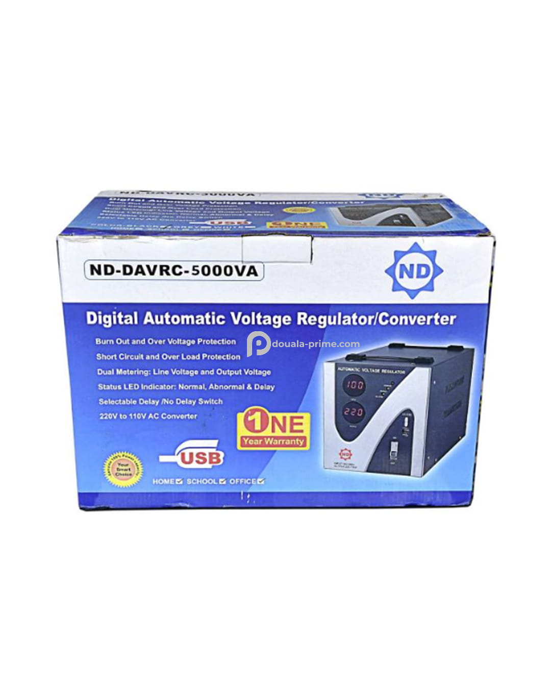 Régulateur de tension numérique - N.D.E 9 ND-DAVRC - 220/110V - 1000W - Noir