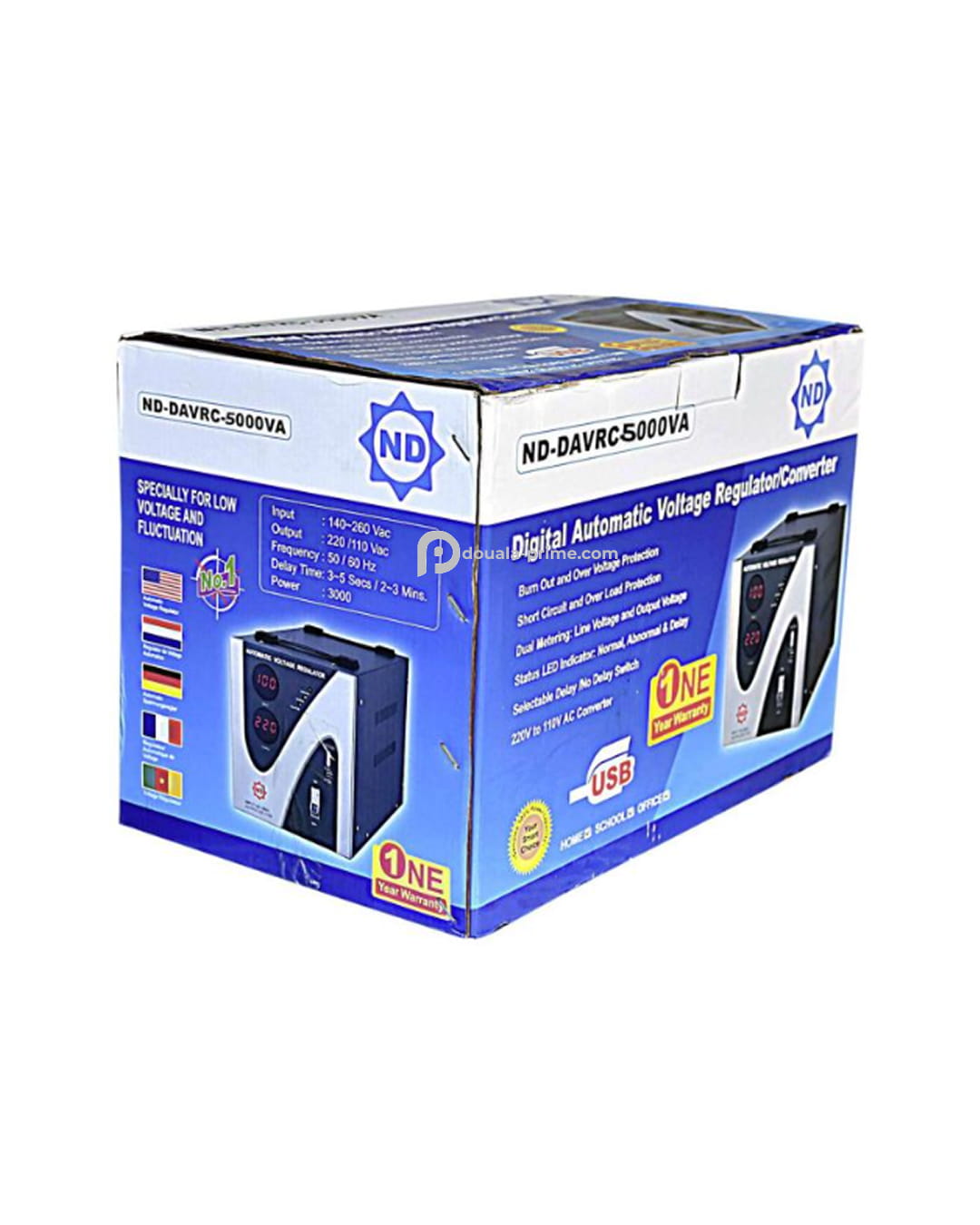 Régulateur de tension numérique - N.D.E 9 ND-DAVRC - 220/110V - 1000W - Noir