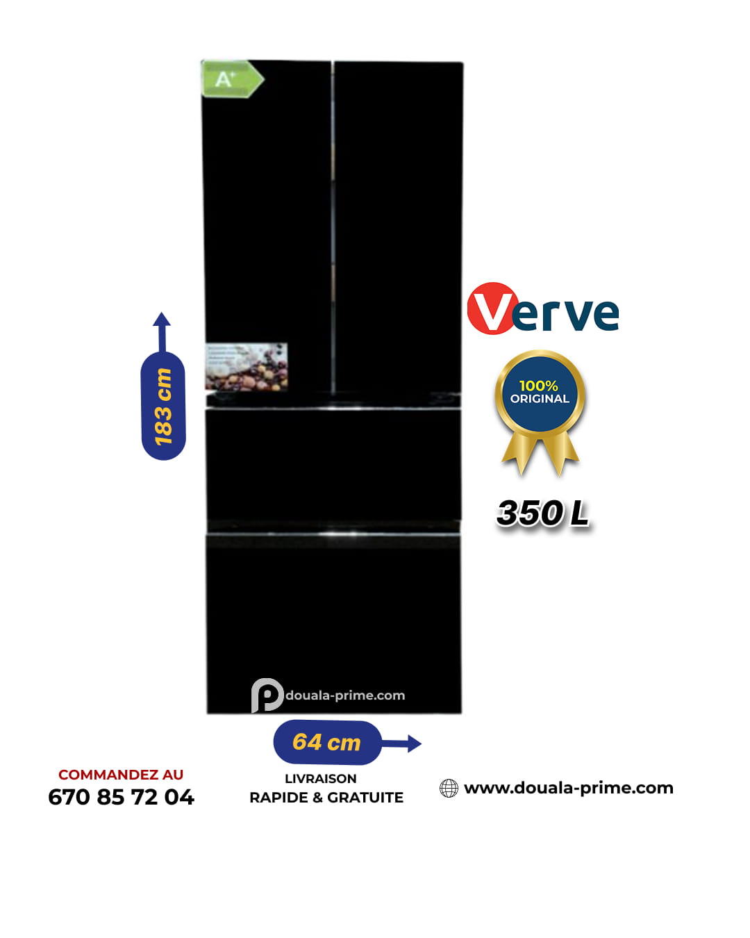 REFRIGERATEUR AMERICAIN VERVE  VV510FD  500L